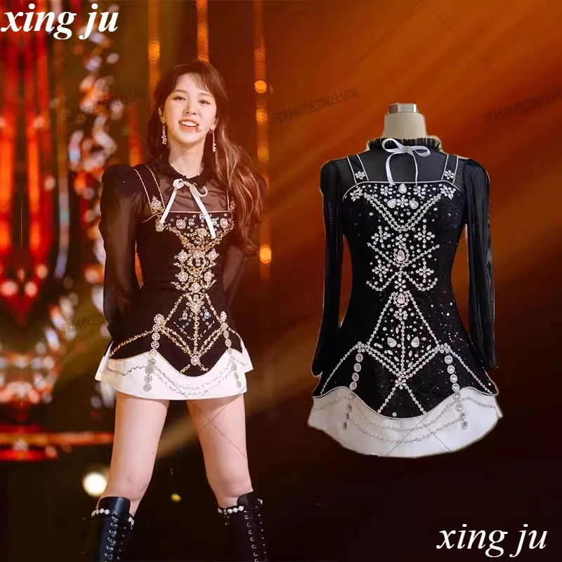 Nouvelles tenues Kpop pour femmes coréennes, robe courte transparente en maille féerique, Costumes de Cosplay, vêtements de spectacle, vêtements de scène en boîte de nuit