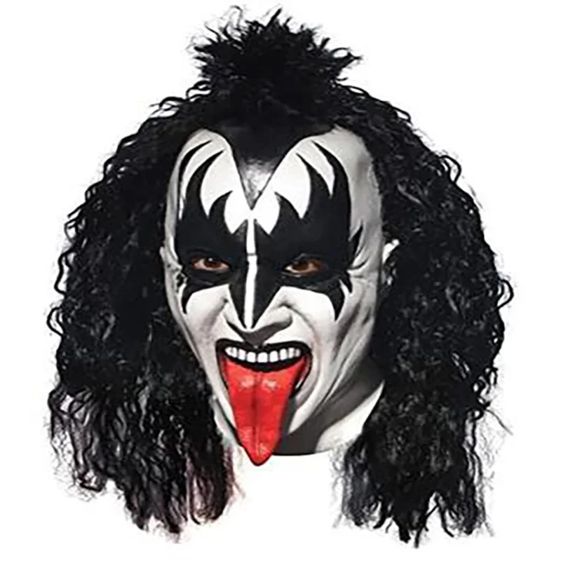 Kiss Band Gene Simmons Punk Maschera Cosplay Cantante Chaim Witz Rock Bar DJ Party Carnevale di Halloween Maschera in lattice Casco Costume Prop