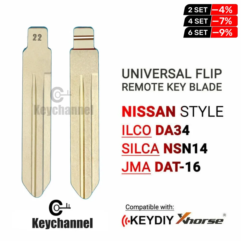 10 pçs novo sem corte universal flip remoto chave lâmina nissan tipo da34 nsn14 DAT-16 para kd vvdi remoto chave lâmina para nissan tiida