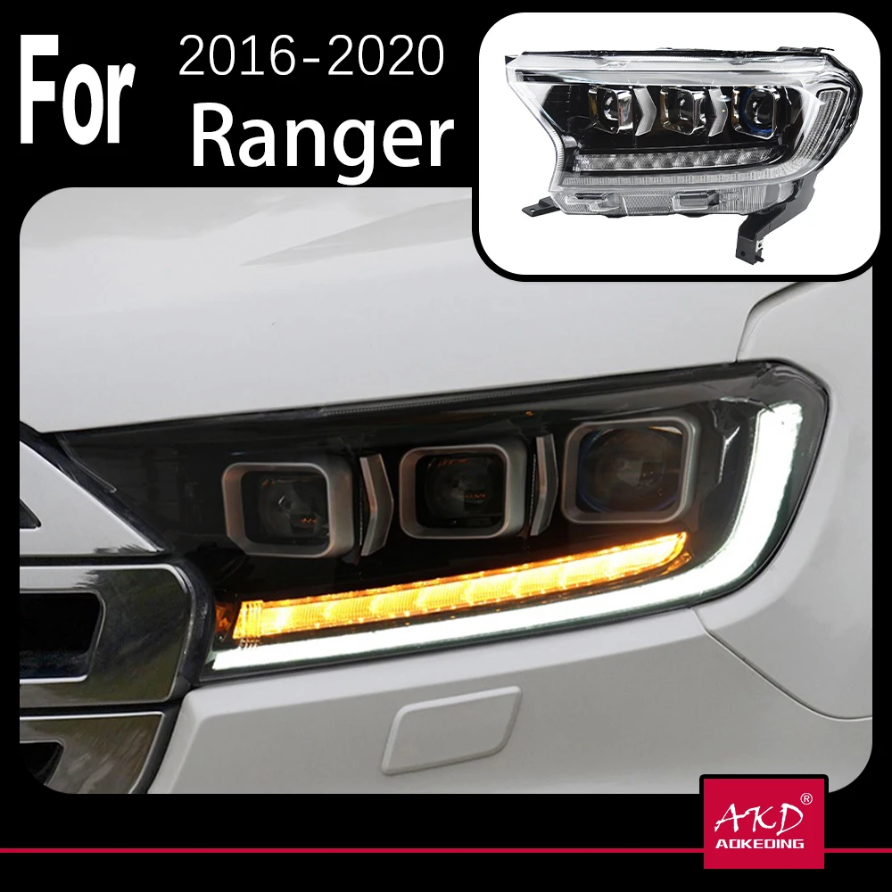 AKD Car Model for Ford Everest Headlights 2016-2020 Ranger LED Headlight Endeavor Head Lamp DRL LED Beam Auto Accessories