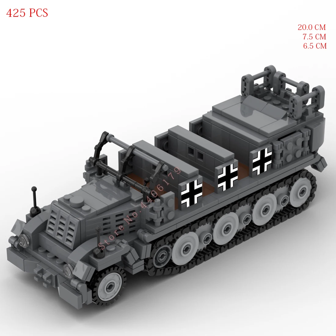 

hot ww2 military German Army sdkfz 7 Special motor vehicle Lightning war weapon equipment Building Blocks model bricks toys gift