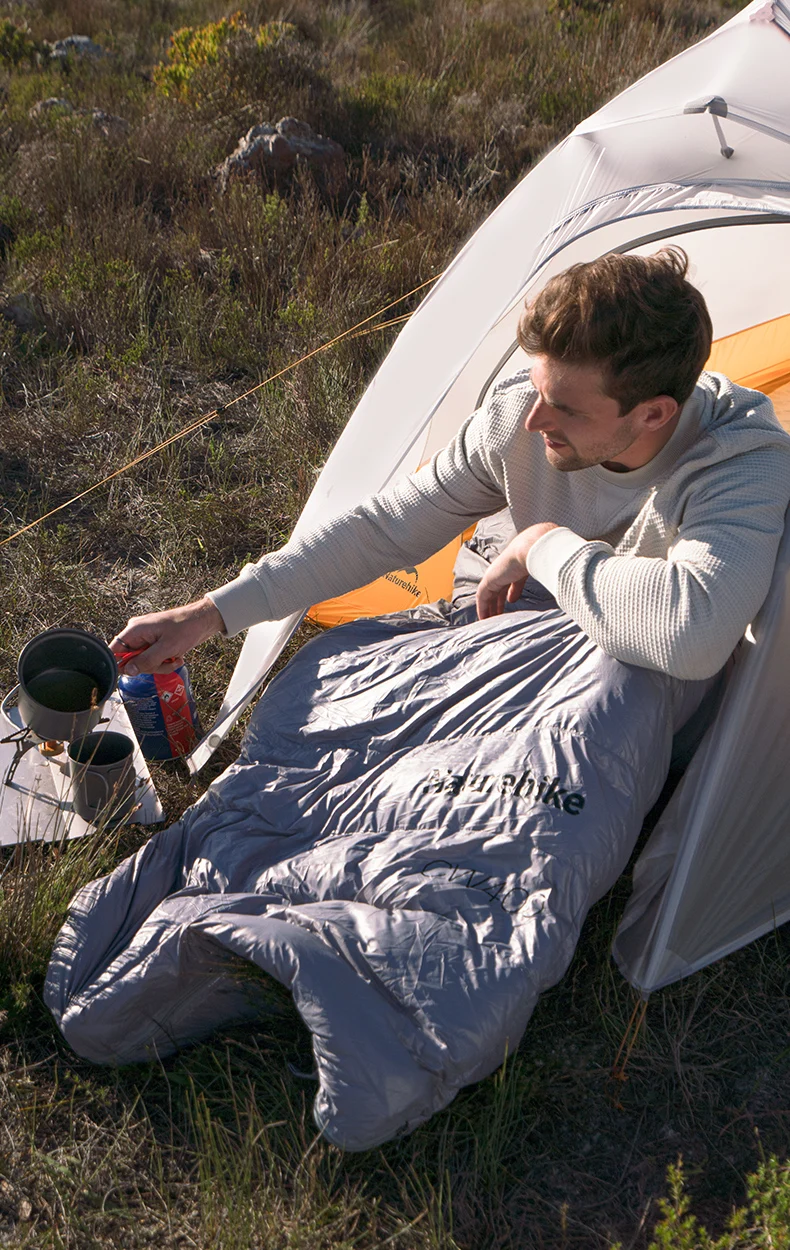 Naturehike CW400 Entendaunenschlafsack Outdoor Winter Camp 650FP Warmhaltende Kapuze 20D Nylon Umschlagschlafsack NH18C400-D – Detail 12