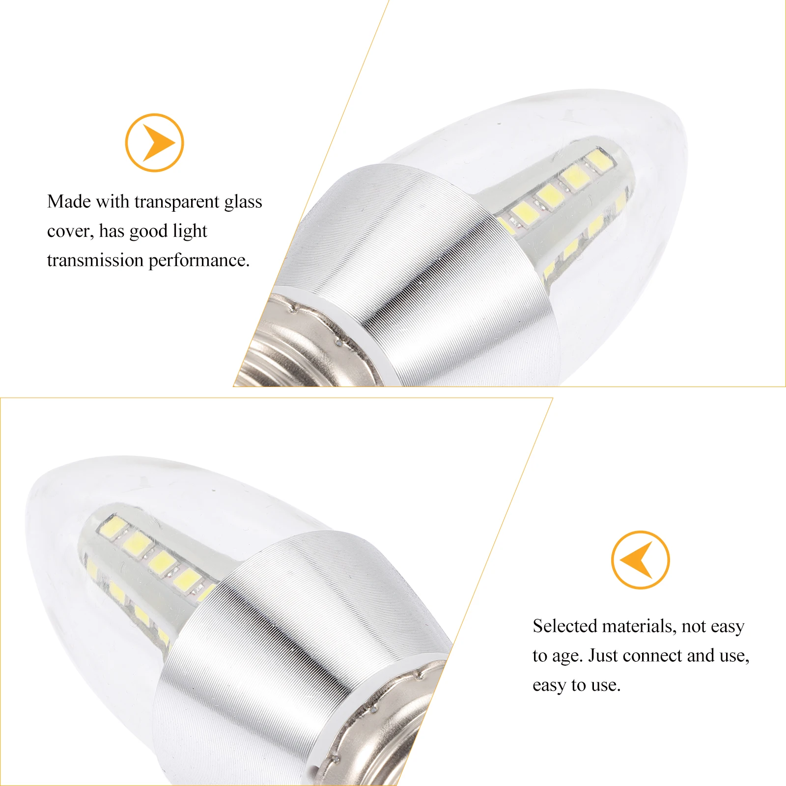 

2pcs 5W Base LED Candelabra Light Bulbs Bulbs Silver Chandelier Candelabra Energy Saving Pointed Design Ceiling Lamp