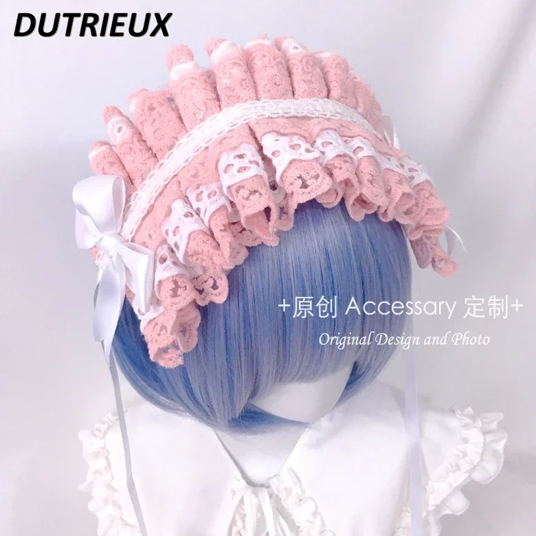 Japanese Multi-Layer Lace Lolita Color Matching Thickened Cotton Cloth Hair Band Sweet Cute Girls Wild Headband Hair Accessories