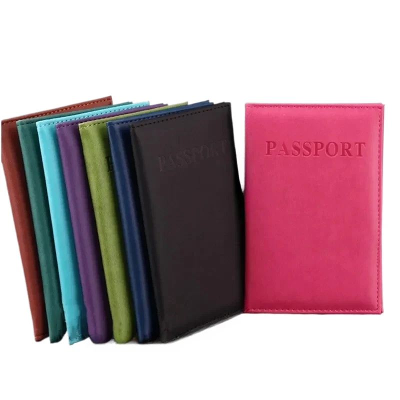 Couvertures de passeport en cuir PU, couverture de documents, porte-passeport de voyage, porte-carte d'identité, accessoires de voyage en anglais, haute qualité