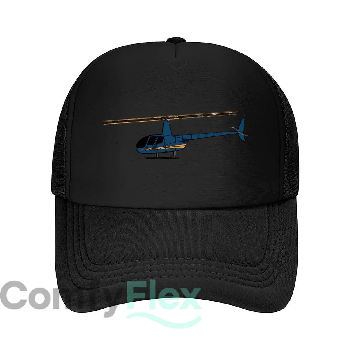 Helicopter aviation theme silhouette art Mesh Baseball Cap Casual Hat Outdoor  For Womens Unisex Female