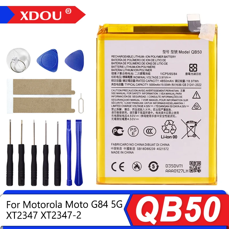 

Brand New QB50 5000mAh Battery For Motorola MOTO G84 5G XT2347 XT2347-2 Mobile Phone Batteries + Tools