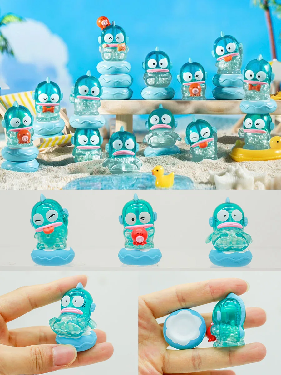 Sanrio personnages Hangyodon vacances plage empilage Mini boîte aveugle jouet figurines objets de collection décor de bureau enfants cadeaux de noël
