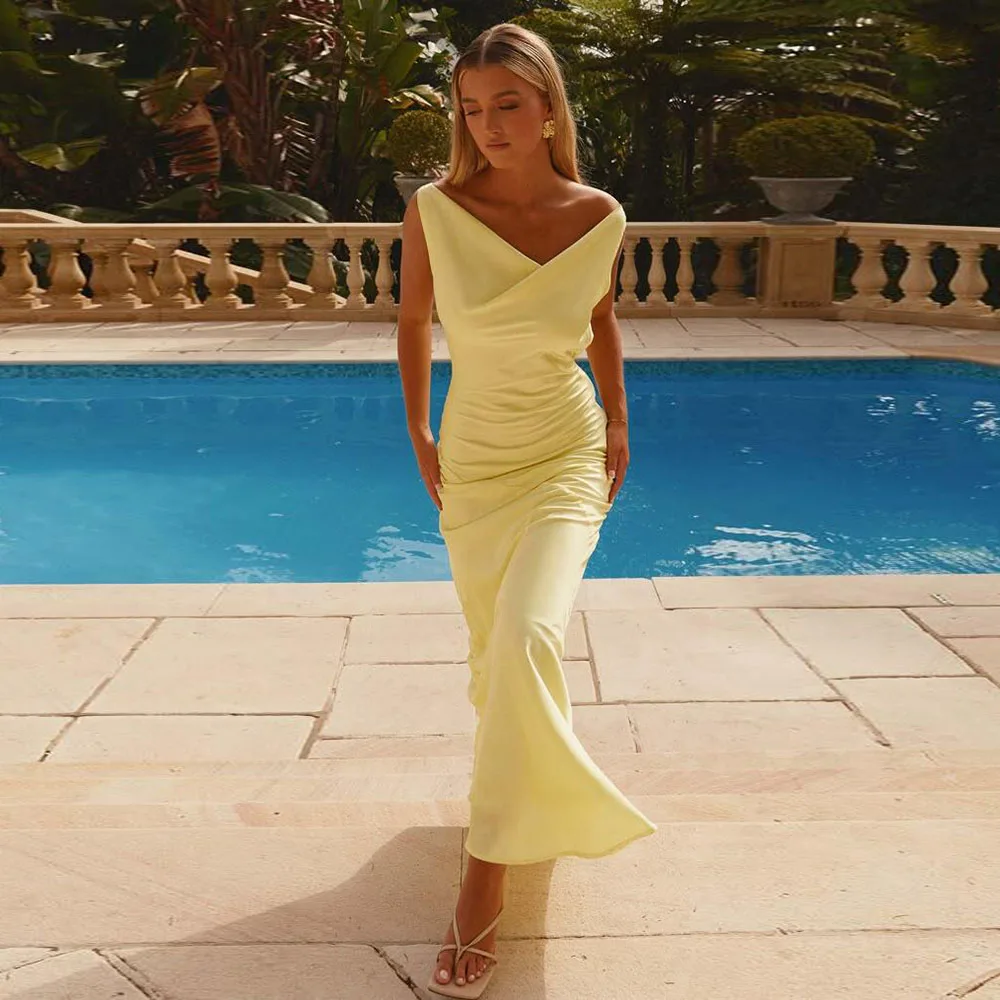 

Design Evening Dresses Off The Shoulder V Neck Sleeveless High Quality Banquet Celebrity Mermaid Sexy Special Occasion Gowns