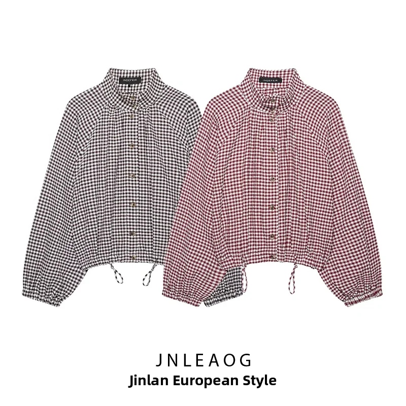JNLEAOG Summer New Women's Fashion Plaid Jacket Versatile Design Standard Fit Polyester Short Outerwear Ladies Polyester Fiber