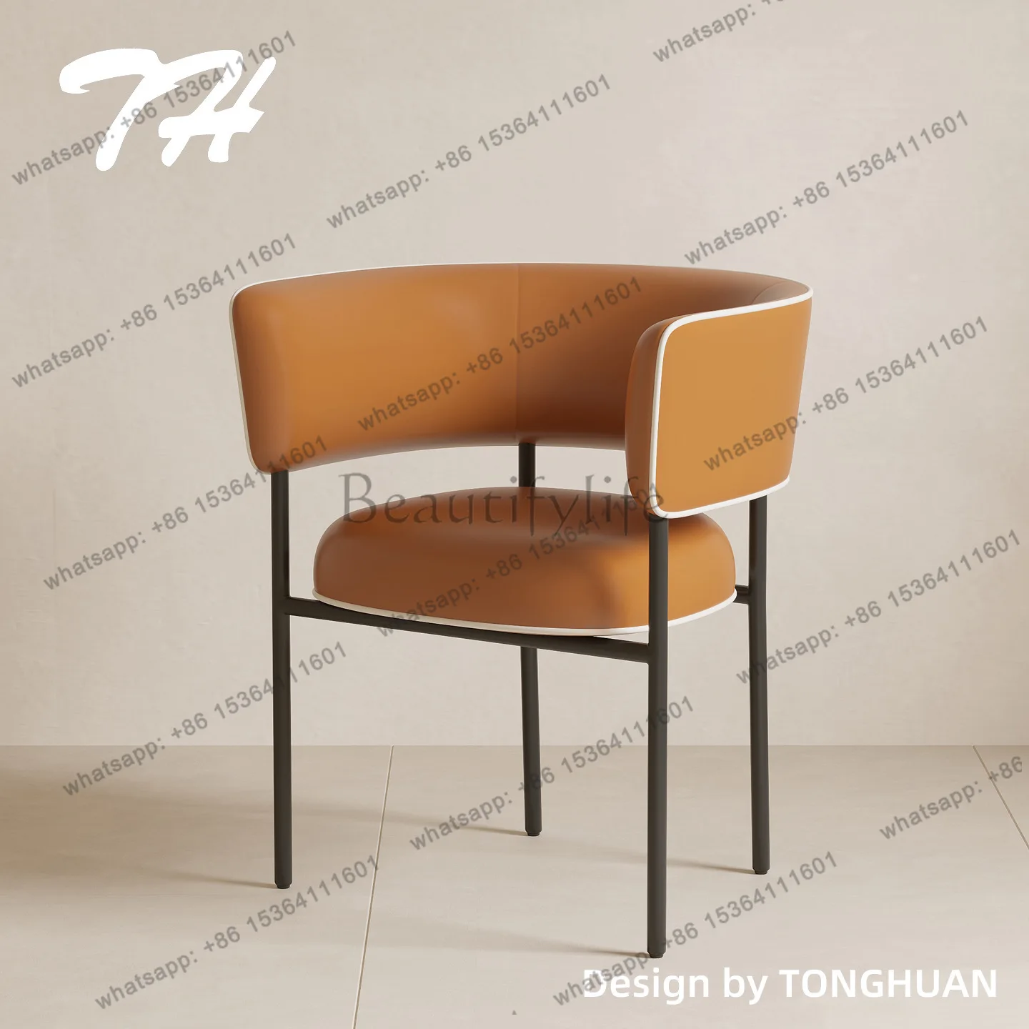 LS Light Luxury High Edition High Bar Dining Chair Cream-Style Modern Minimalist Designer Dressing Chair