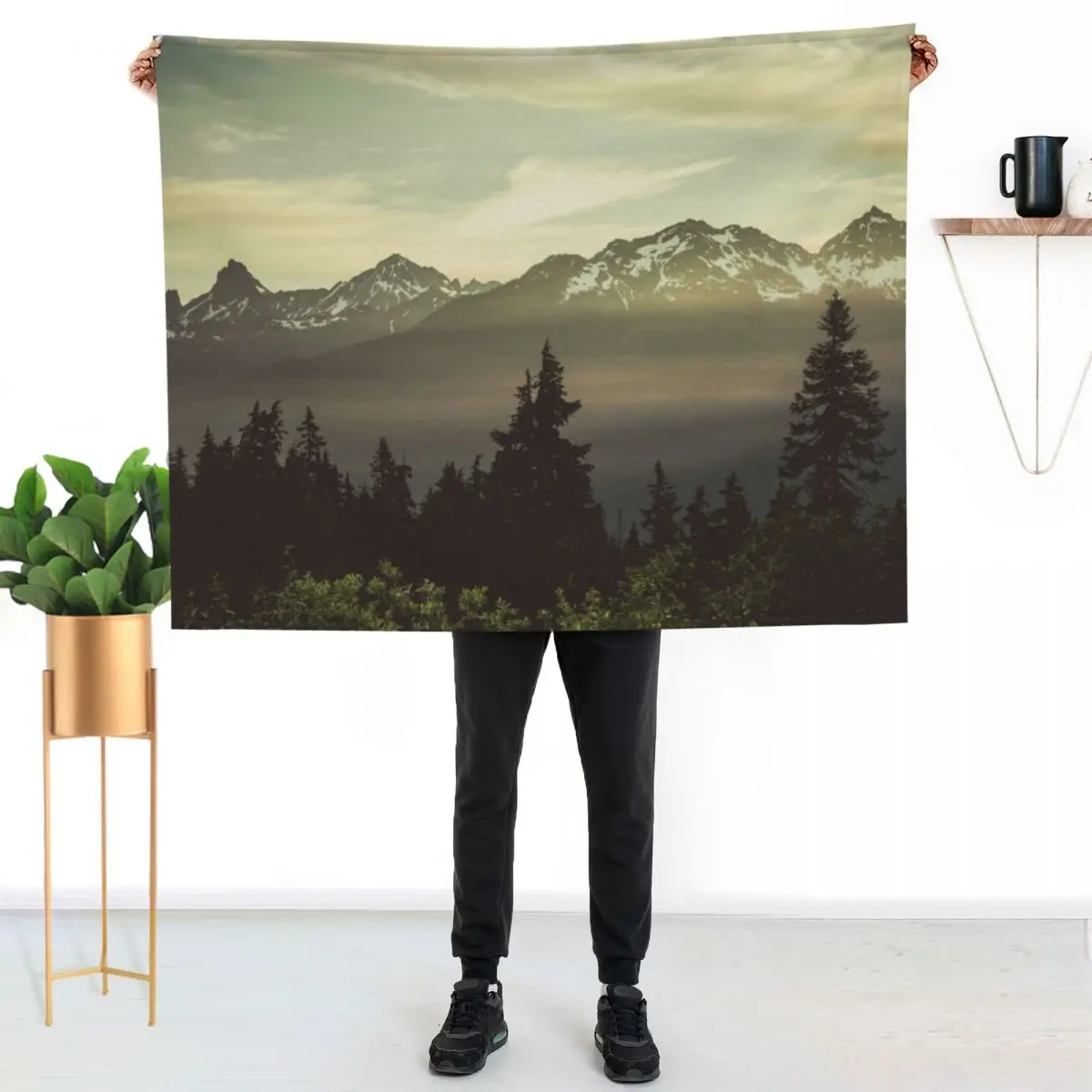

Pacific Northwest Sunrise - Northern Cascade Mountain Forest Throw Blanket Reusable Durable Soft Blanket for All Seasons