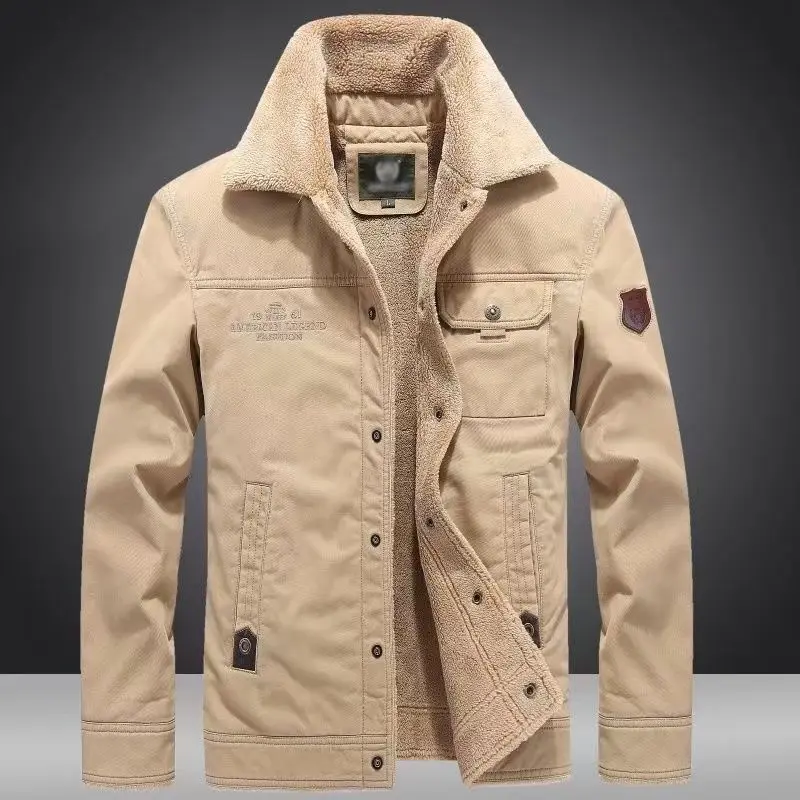 Winter Cotton Coat Men's Clothing Fleece Jacket Warm Thick Single Breasted Windbreaker Short Tops Luxury Branded Clothing Coats