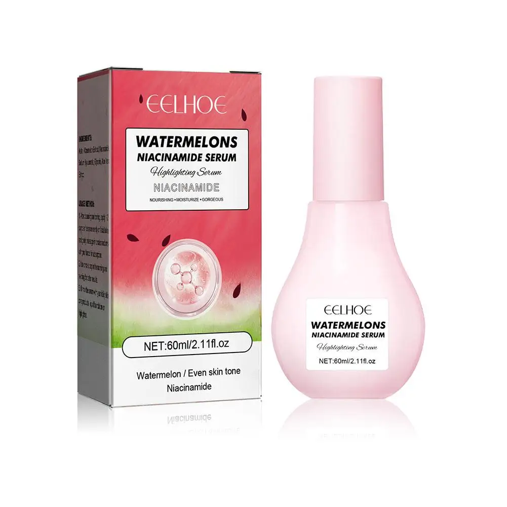 EELHOE 60ml sandía brillo niacinamida gotas de rocío suero imprimación suero facial maquillaje hidratante suero resaltador ligero I6G2