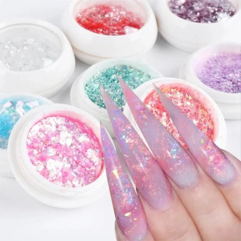 

8Boxes/Set Mermaid Nail Sequins Eye Makeup Glitter Gradient Mirror Irregular Slices 3D Flakes Paillettes Nail Art Decorations #F