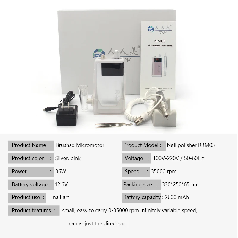 Elektrische nagelboor 35000 RPM manicure Professioneel pedicuregereedschap Draagbaar opladen 36 W