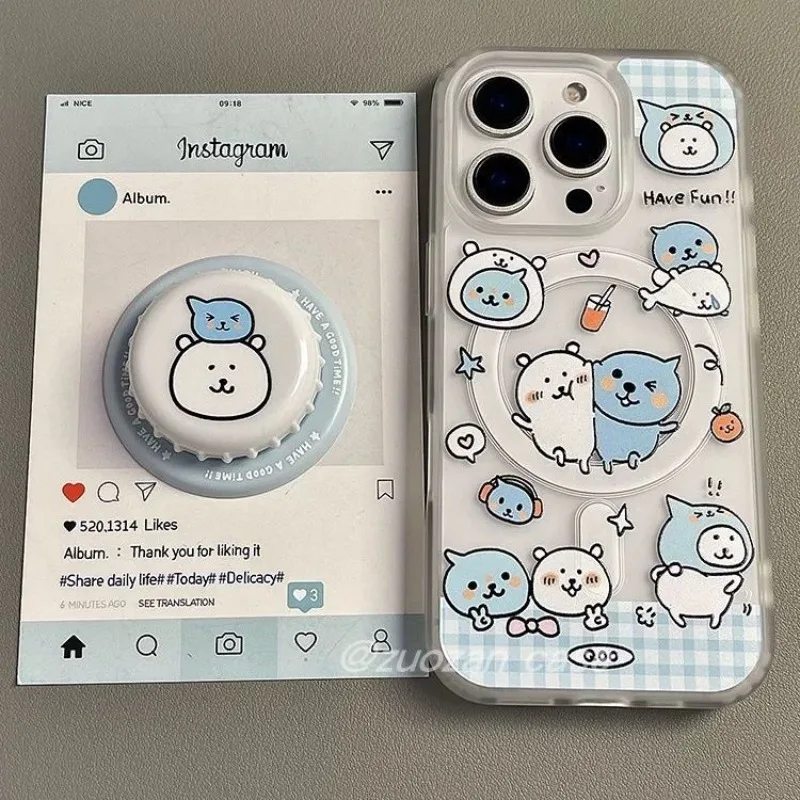 

Anime Chiikawa Cartoon Magnetic Holder Applicable To IPhone 17 16 15 14 13 Mobile Phone Case Niche Cute Transparent Kawaii New