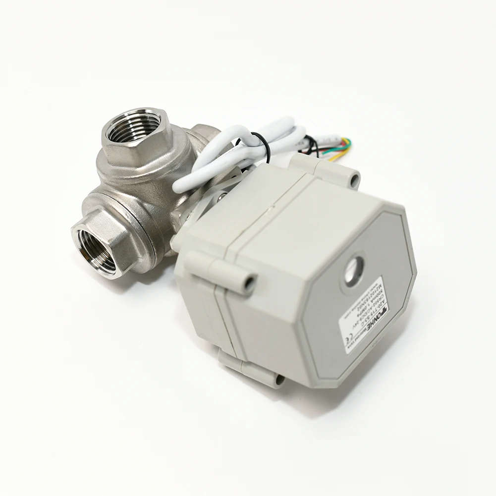 Position Indicated 3 Wires Control Factory Price 3-Way Stainless Steel SS304 DN25 1'' L/T Port Motorized Valve