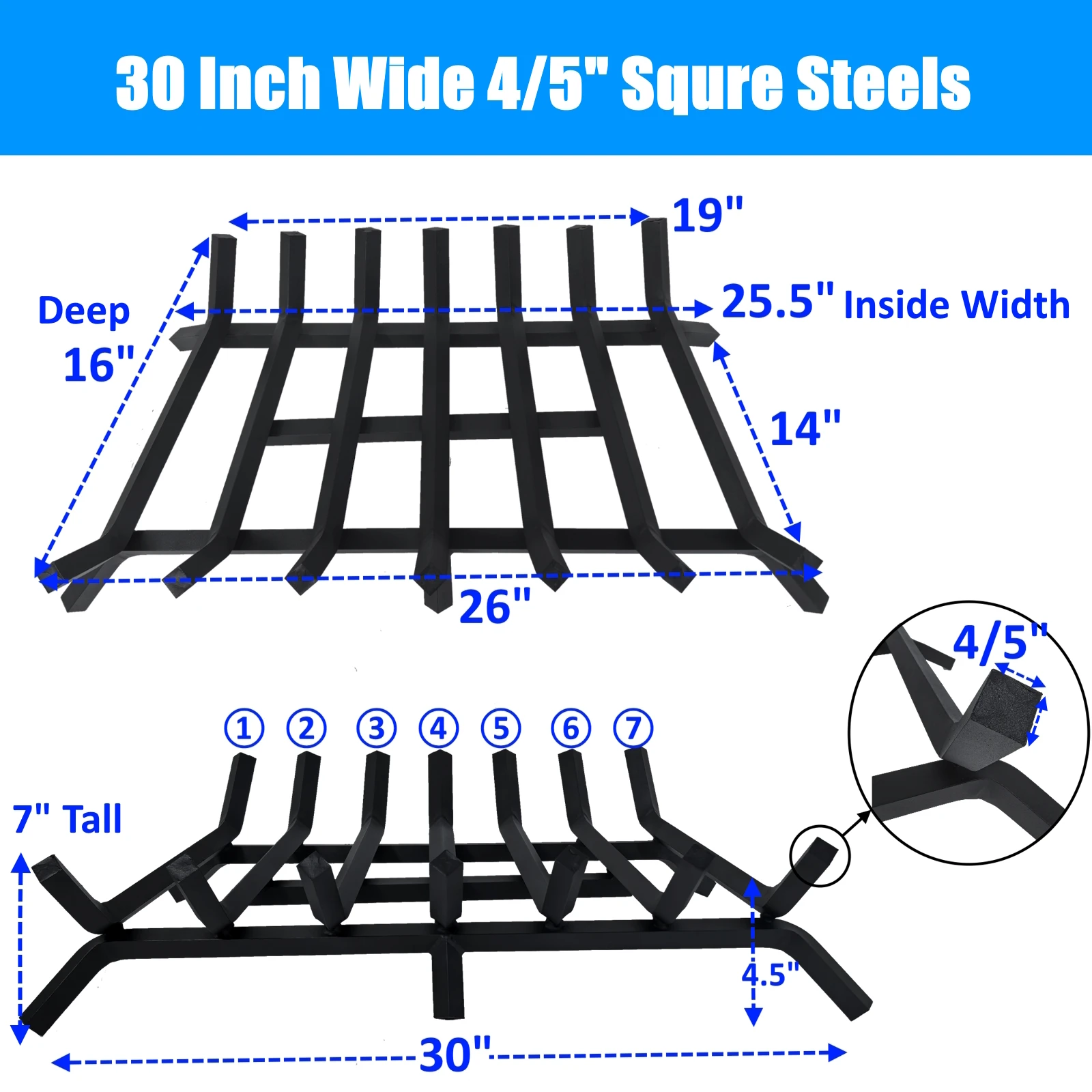 Storage and Finishing Firewood Chassis Simple Solid Steel Heavy Duty Fireplace Log Holder with Fire Log Tongs & Fire Poker
