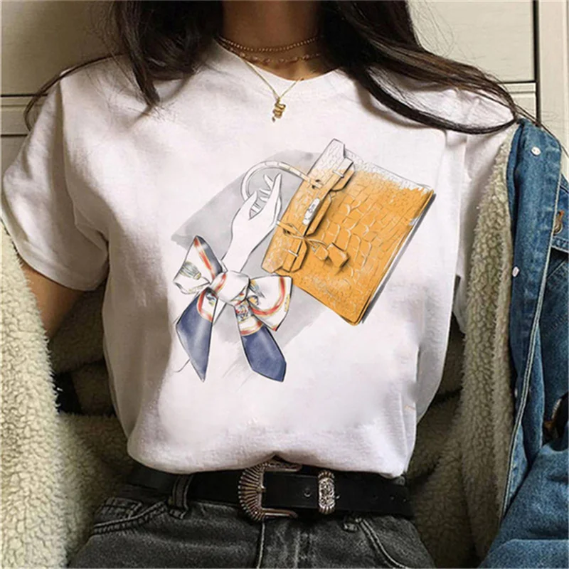 Luksusowa moda Wysokie obcasy Buty Nadruk Kobiety T Shirt Lato Śmieszne 90s Hip Hop Punk T Shirt Hipster Streetwear T-shirt Odzież — zdjęcie 6