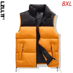 Winter Men Windproof Casual Sleeveless Vests Coat Men Outerwear Outdoor Cargo Vests Man Stand Collar Waistcoat Vest Big Size 8XL