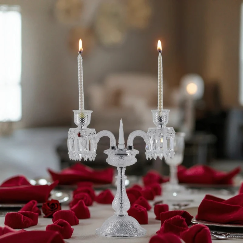 

Luxury Large Elegant Candlestick Nordic Style Crystal Glass Candle Holder for Wedding Valentine's Day Living Room Decor