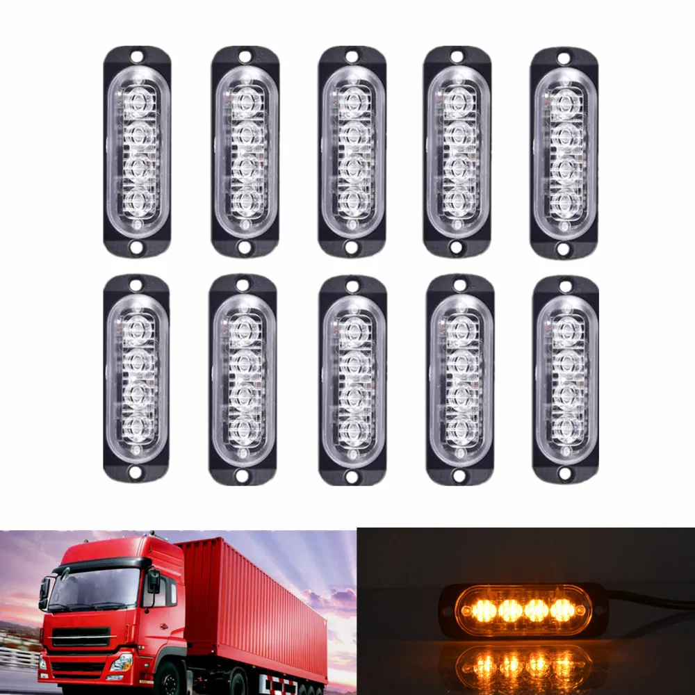 

10PCS 12V Car Emergency LED Strobe Light for Car Truck LED Flasher Beacon Warning Lamp 24V Flashing Grille Police Lights