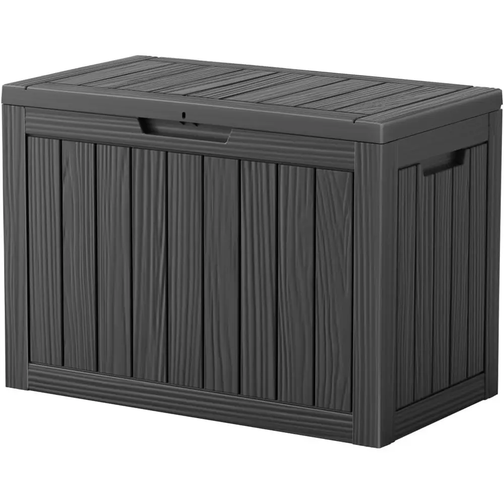 

45 Gallon Outdoor Storage Box, Lockable Resin Deck Box, Patio and Garden Storage Container for Tools (Black)