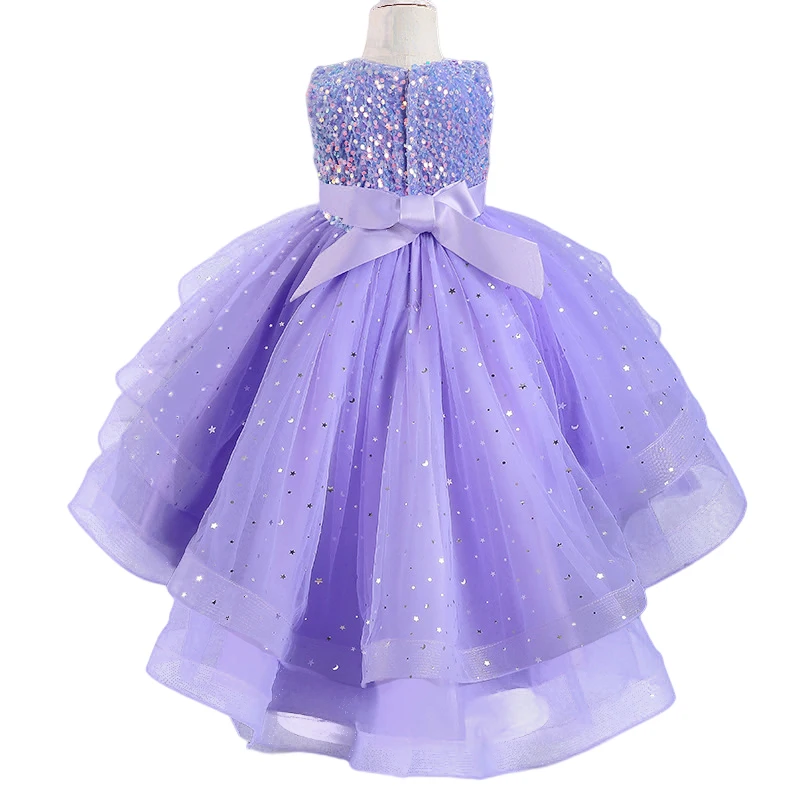 Blumen mädchen weiß rot blau lila asymmetrische Pailletten Kleid Junior Geburtstag Hochzeits feier Tüll Prinzessin Kleid für 3-14y Kinder