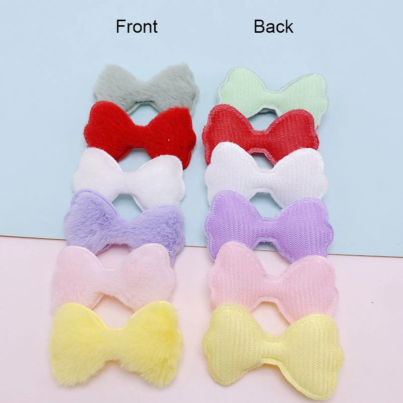 50Pcs 5*2.8CM Felt Bowknot Padded Appliques For Children Hat Sewing DIY Headband Hair Clip Accessories Patches