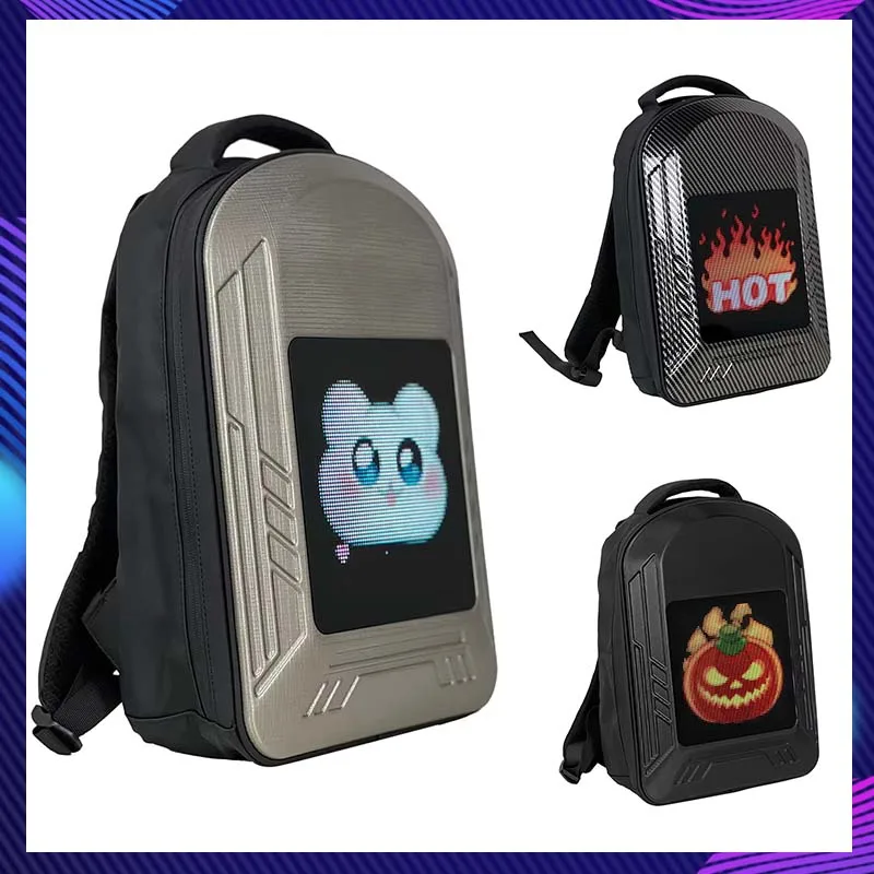 Trendy Backpack With LED Screen DIY Display Backpacks Hard Shell Waterproof Computer Casual School Bag Shoulders Bag Knapsack