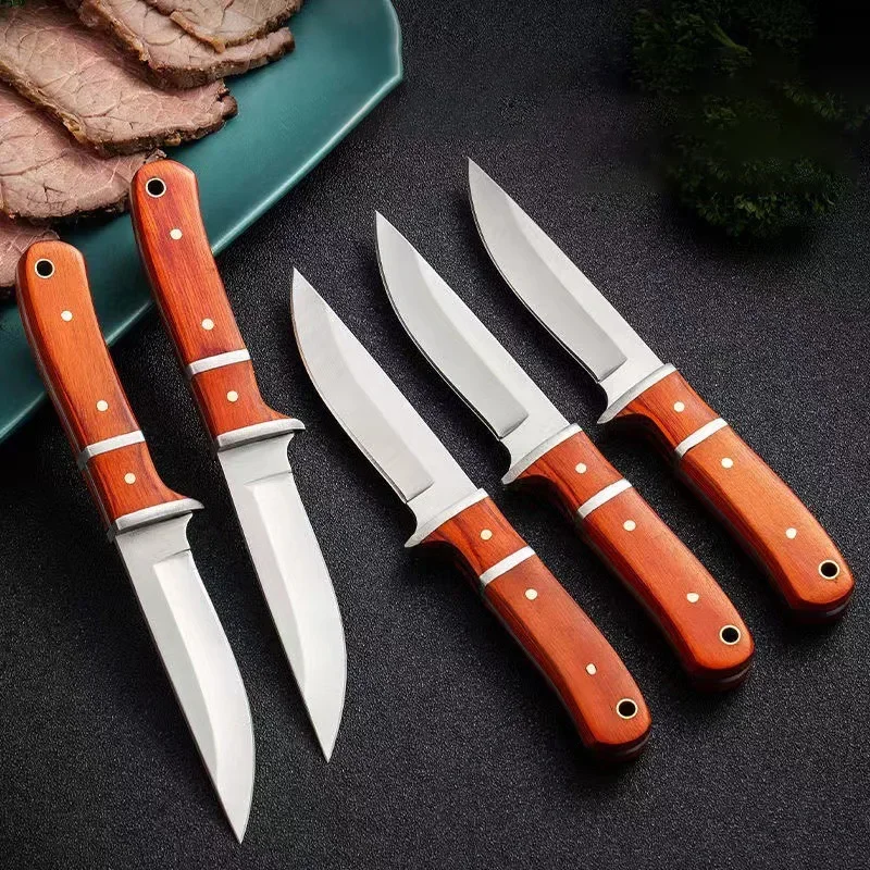 Mongolian Handheld Meat Eating Knife Stainless Steel Outdoor Camping Barbecue Knife Portable Multipurpose Cutting Beef Knife