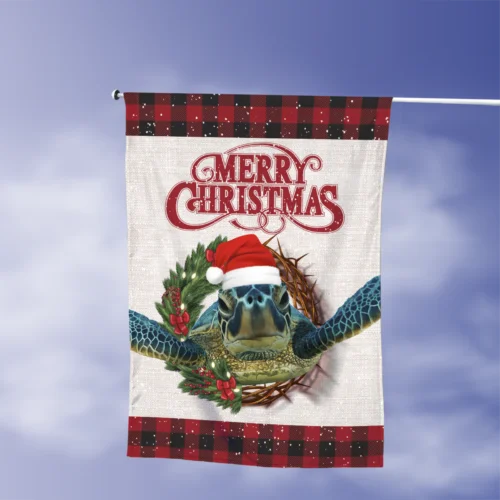 Sea Turtle Merry Christmas Flag, Turtle Christmas Wreath Flag, Turtle Xmas Flag GGP FFL EEN AAL HHM WZZ yyi