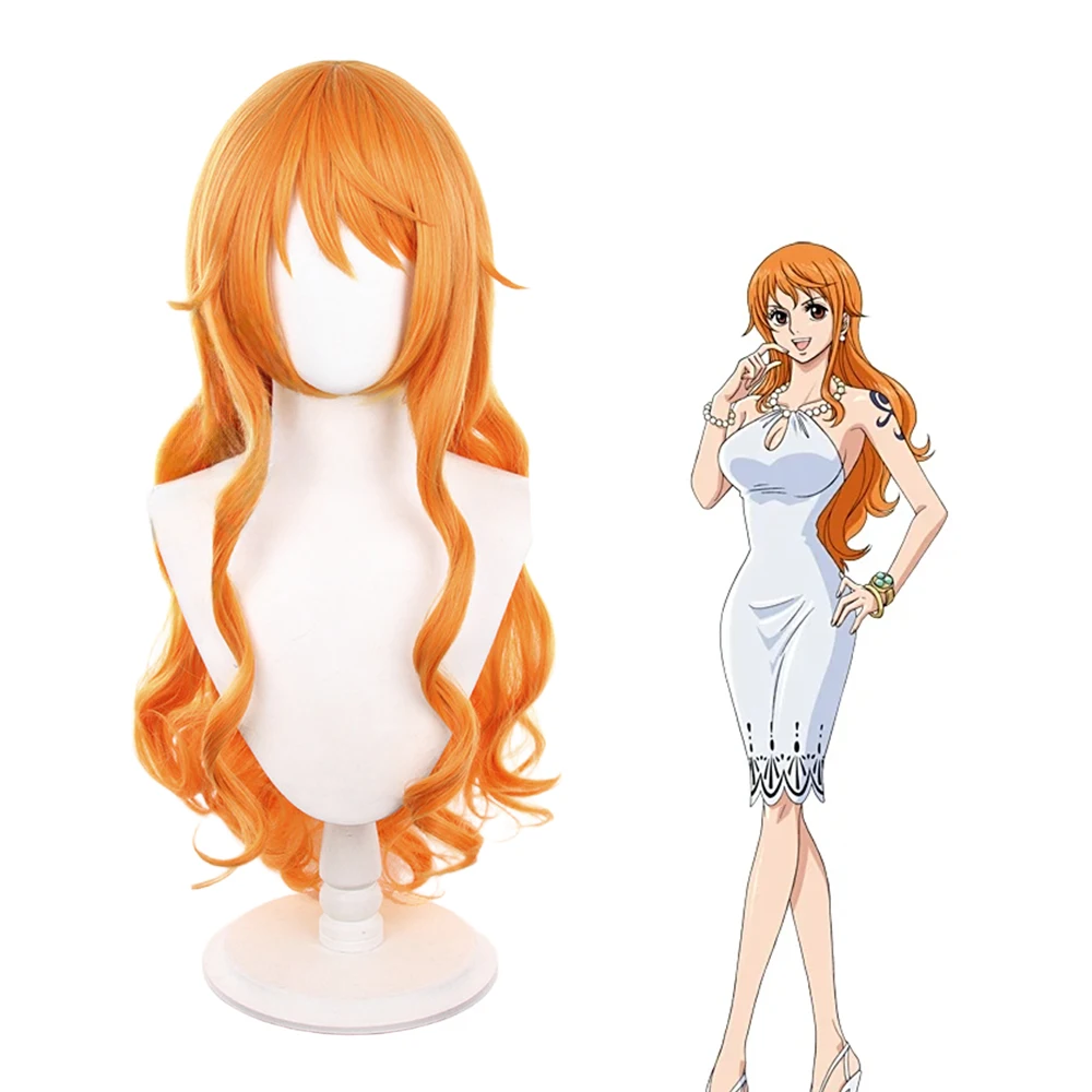 

Парик для косплея Нами, оранжевые волосы, одна аниме, аксессуары для длинных волос, высокотемпературные проволочные волосы с шапочкой для парика для женщин
