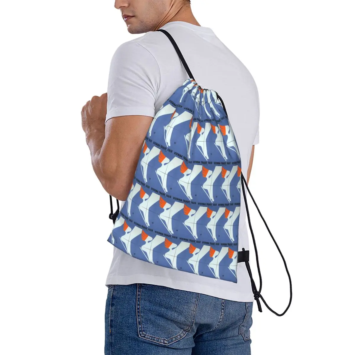 Vienna Trade Fair Retro Poster Backpacks Multi-function Drawstring Bags Storage Bag Book Bags for Travel School