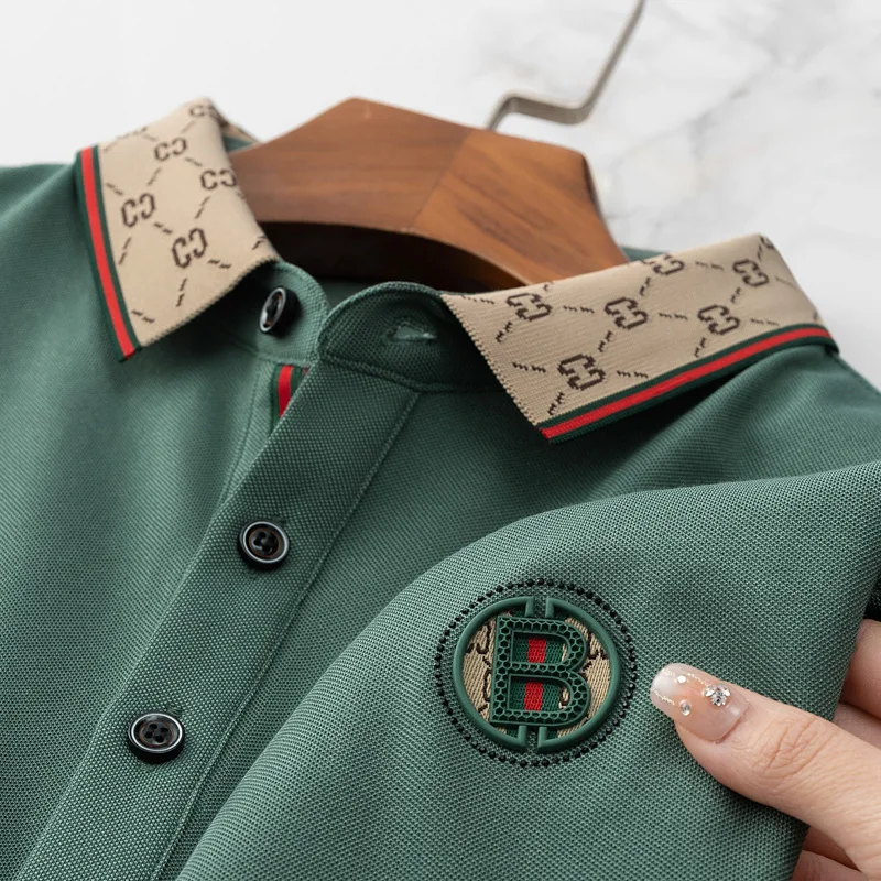 High end brand short sleeve polo shirt fashion letter embossed desig lapel T-shirt summer cotton breathable casual men's wear