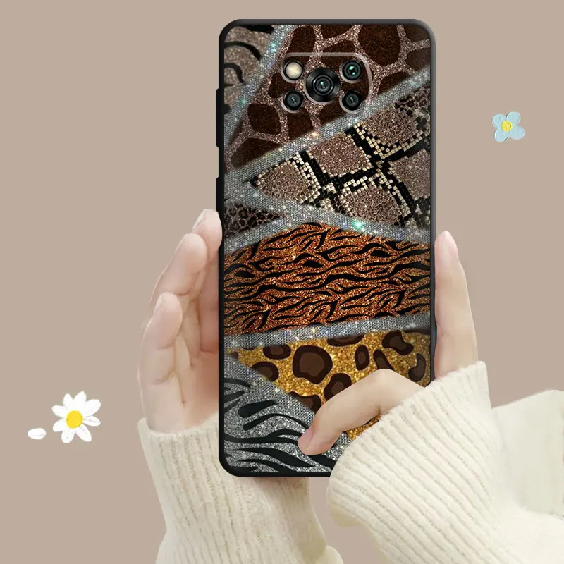 Case For Xiaomi POCO X3 NFC X4Pro M3 C40 for Mi 12 11 10 10T 8 Note10 Lite 11Ultra 11T Pro F1 Leopard Pattern Pink Rose Love