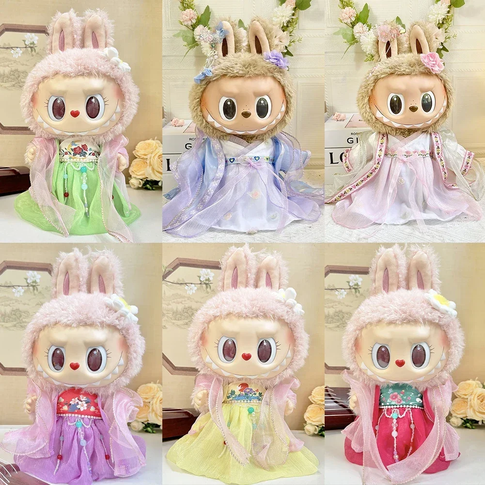 New Year for 38cm Labubu Mokoko Plush Idol Doll Cute Hanfu Chinese Style Coat Set Doll Accessories Ropa Labubu