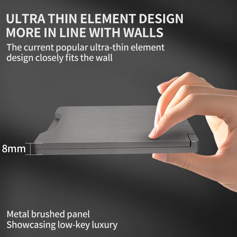 8mm Thick Stainless Steel Panel Switch Socket 13A Single Double Gang Wall Power Outlet UK FR EU US Universal Standard