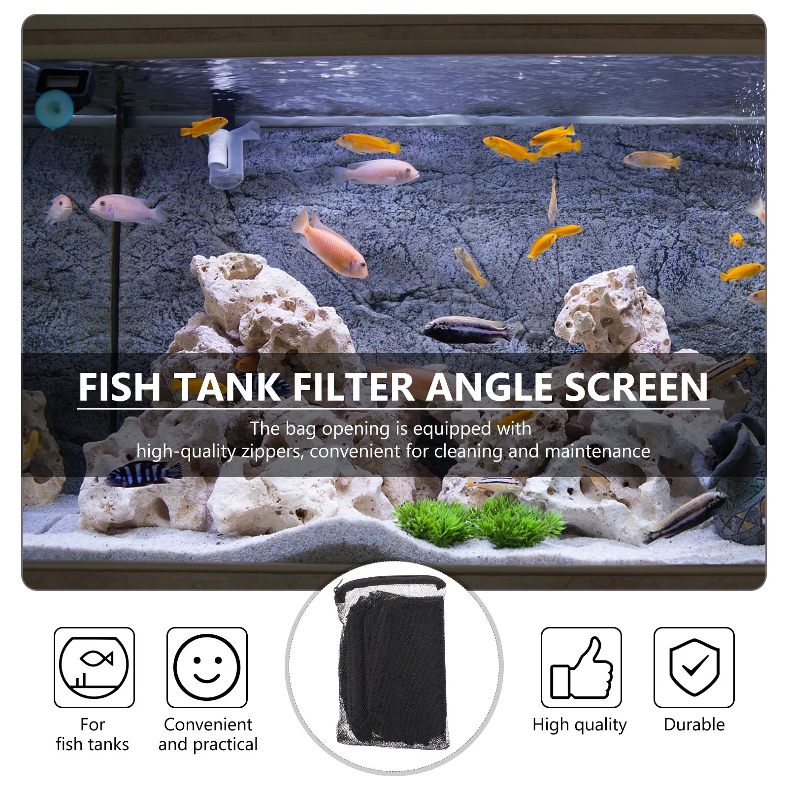 15Pcs Aquarium Mesh Filter Bags Strong Wear Resistant Zipper Closure Filter Media Bags for Fish Tank Filtration Volcanic Rock