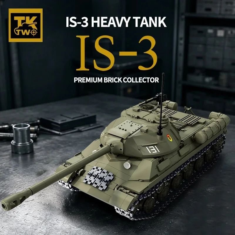 TK8008 IS-3 Heavy Tank  Panther Tiger II Tank Toy Puzzle Enlightenment Series MOC Brick Collector Tank Model Combined Models