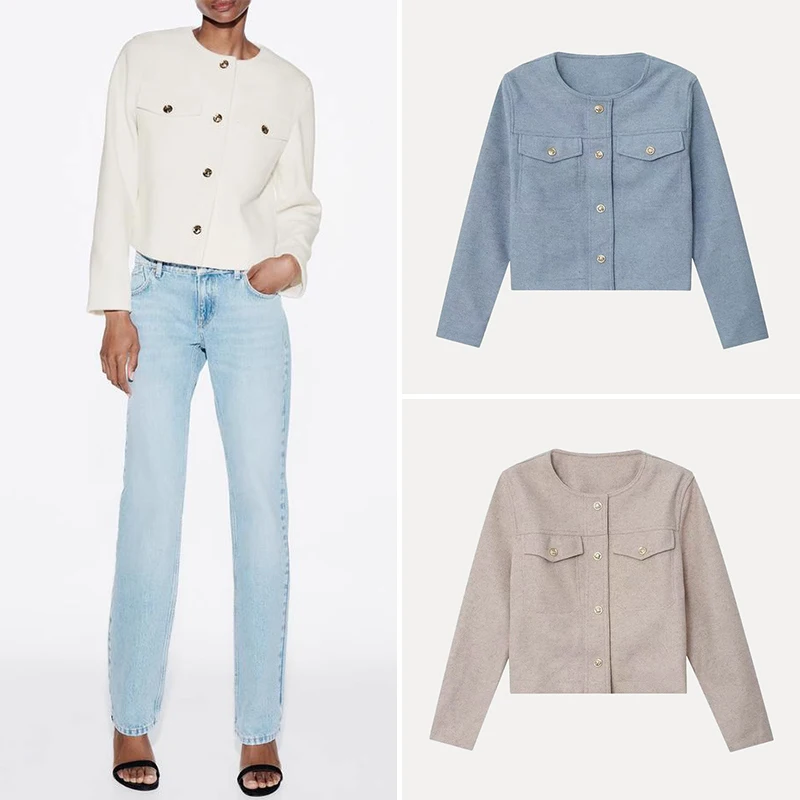 

Soft ort Jaet round Ne Women's Sle Summer New 2025 Outerwear Z Commute Sle Polyester Fiber Long Sve Button ...