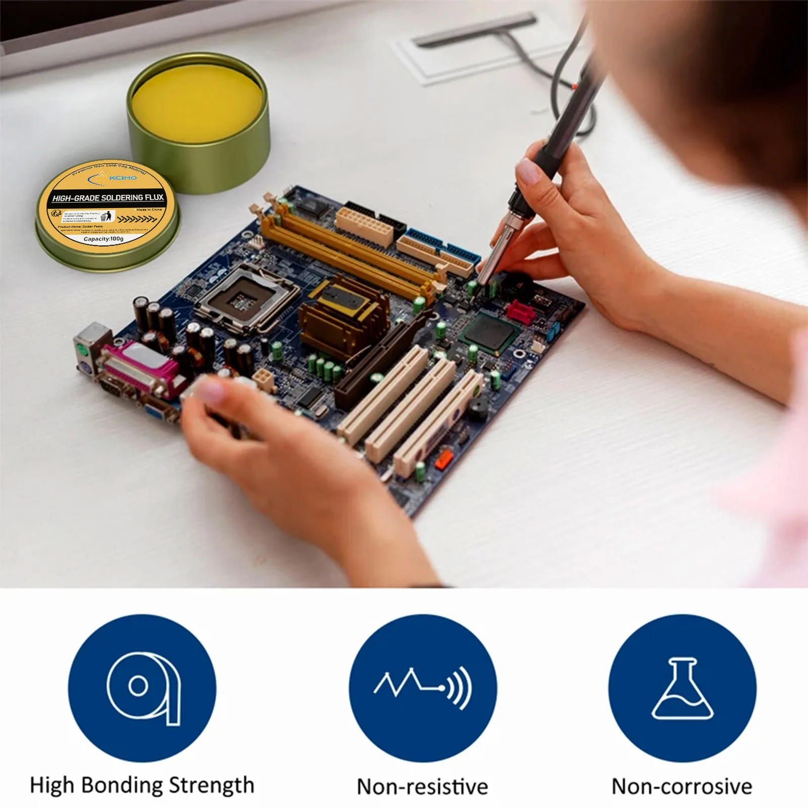 Kcimo Solder Paste Rosin Flux 100g Lead-free Welding Flux Iron Repair Welding Paste Soldering Tin Soldering Oil Soldering Flux