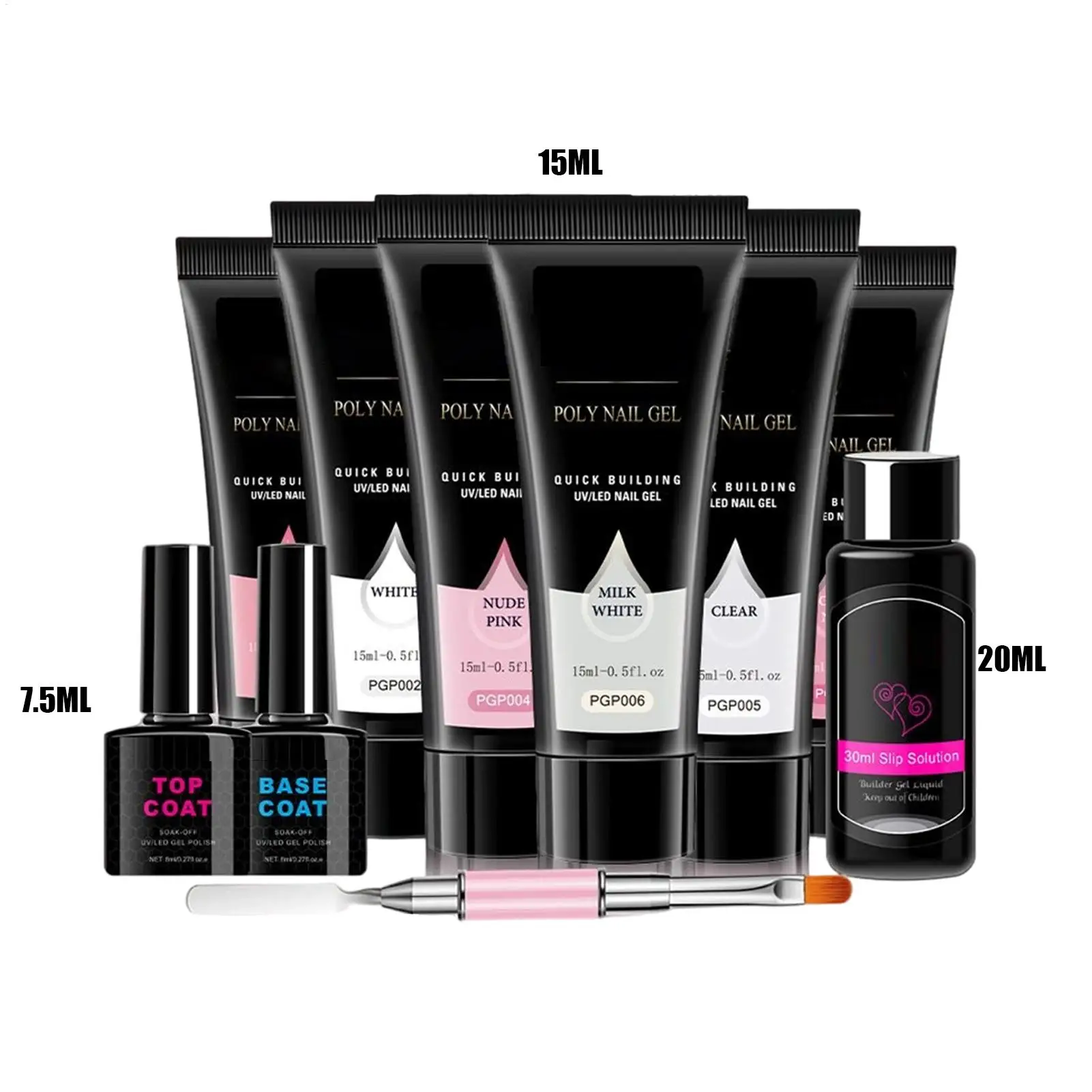 ชุดทำเล็บเจลต่อเล็บ 6 สี พร้อมโคมไฟยูวี เจลท็อปสำหรับต่อเล็บ ชุดทำเล็บครบชุด พร้อมแม่พิมพ์ต่อเล็บ