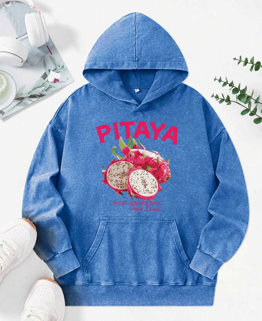 

Fresh Fruit Pitaya Printing Washed Hoodie Female Fashion Cotton Clothing Casual Oversized Hoody All-Match Loose Women Hoodies