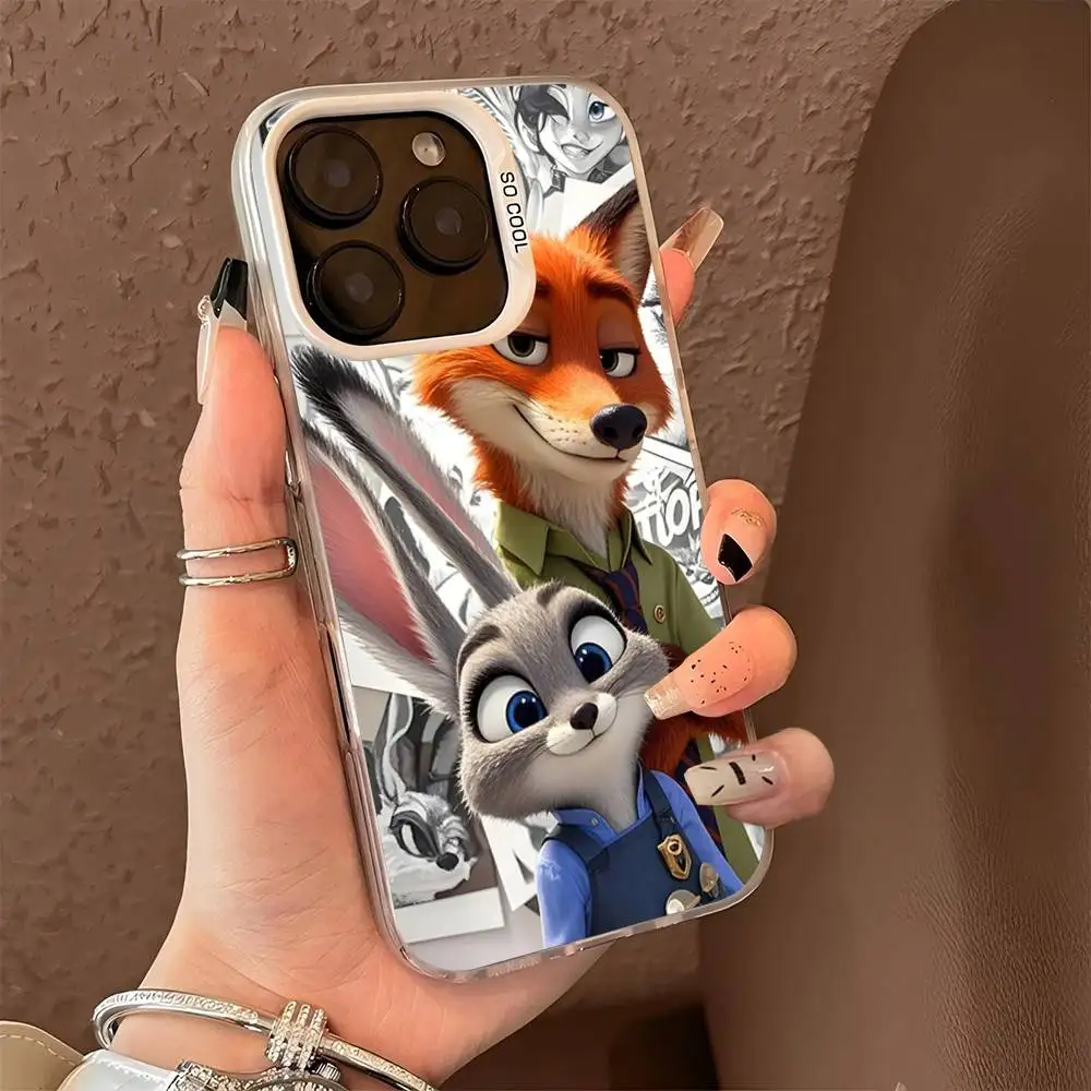Zootopia Nick Judy جراب هاتف آيفون 17 16 15 14 13 12 11 برو ماكس ماتي للصدمات عودة مكافحة سقوط ماتي غطاء