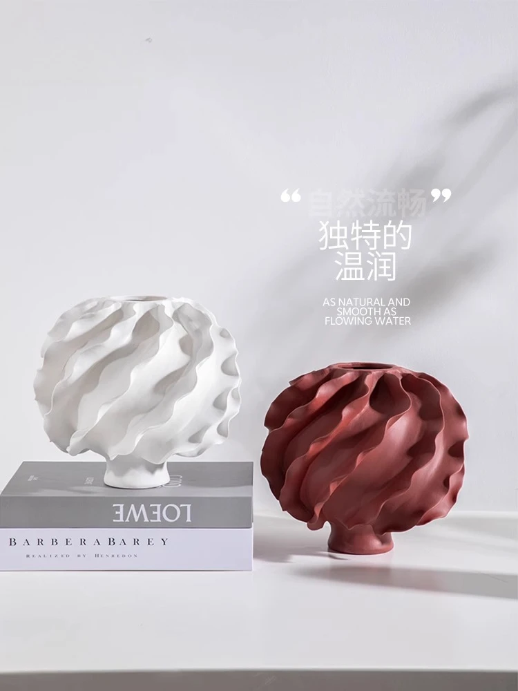 مزهرية سيراميك حديثة بسيطة تشكيلة زهور يدوية الصنع ديكور منزلي أدوات زهور زينة مدخل غرفة المعيشة #4