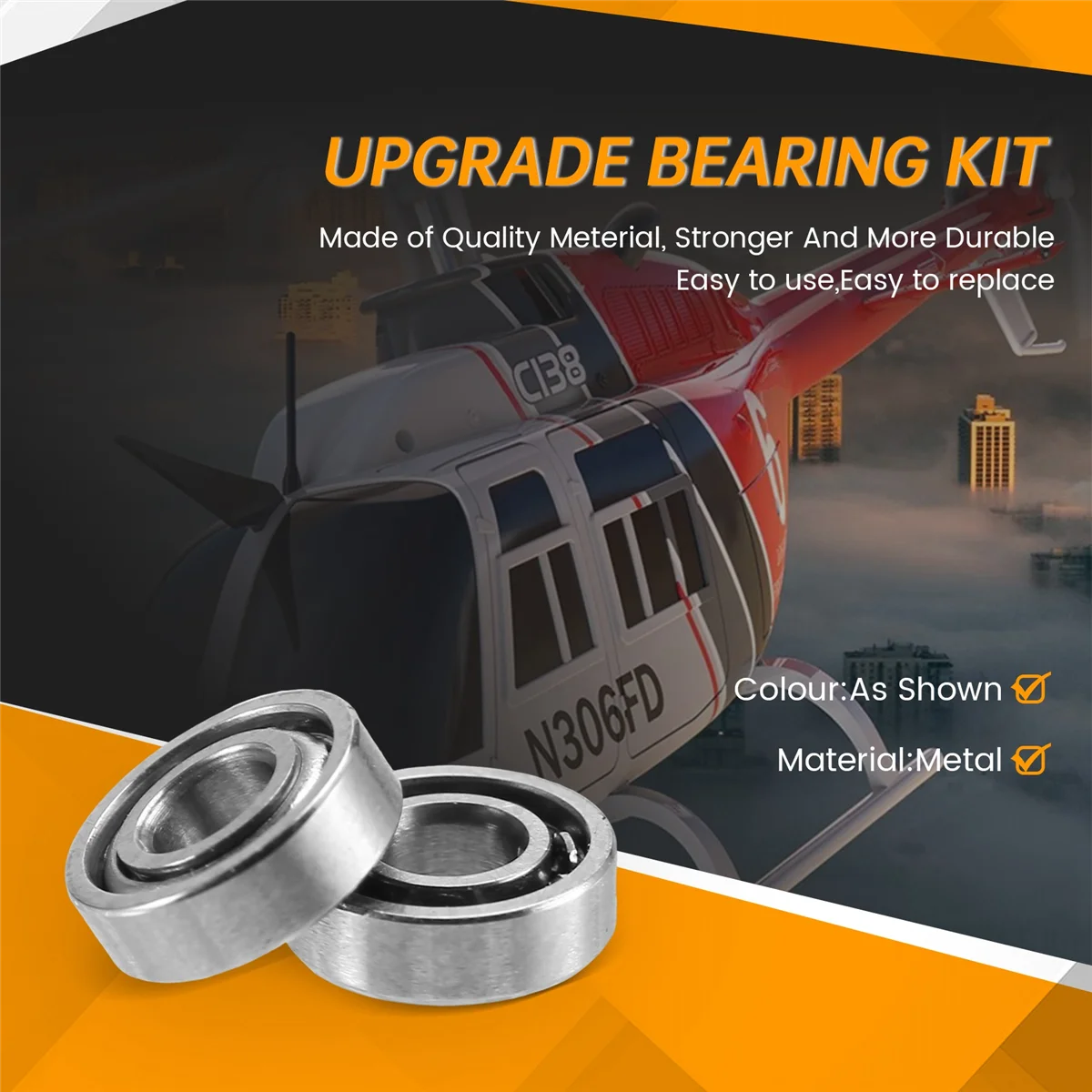 RC Toy Helicopter Upgrade C138 C186 Bearing Kit for RC ERA C138 Bell 206 1:33 RC Toy Helicopter PartsJAS