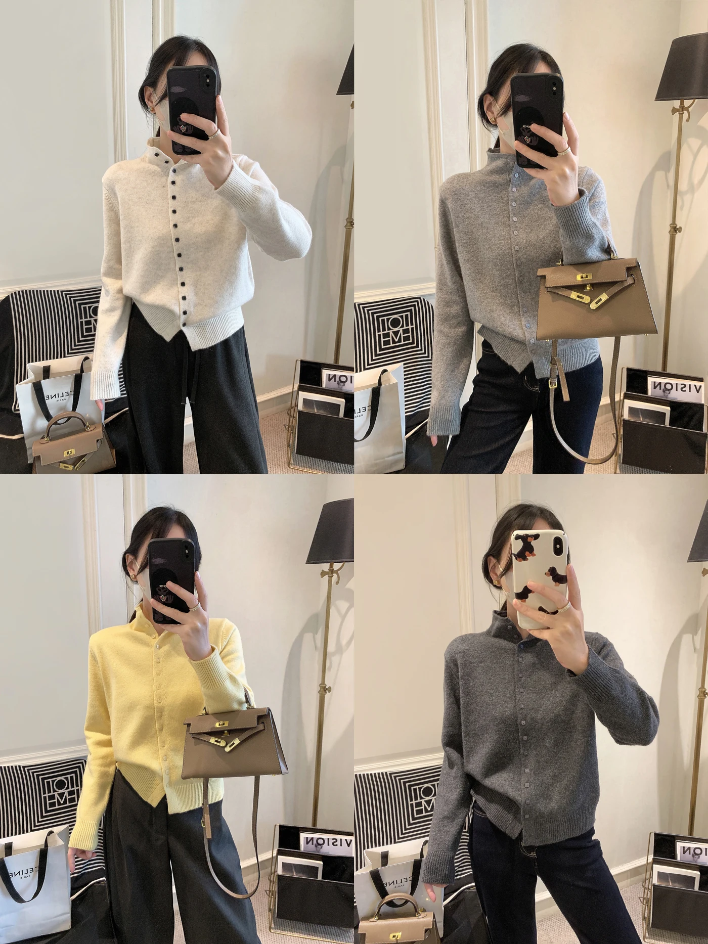 

Женский вязаный кардиган 2025: Новинка осенне-зимней коллекции, модный корейский стиль, длинный рукав, воротник-стойка, базовый, трендовый свитер