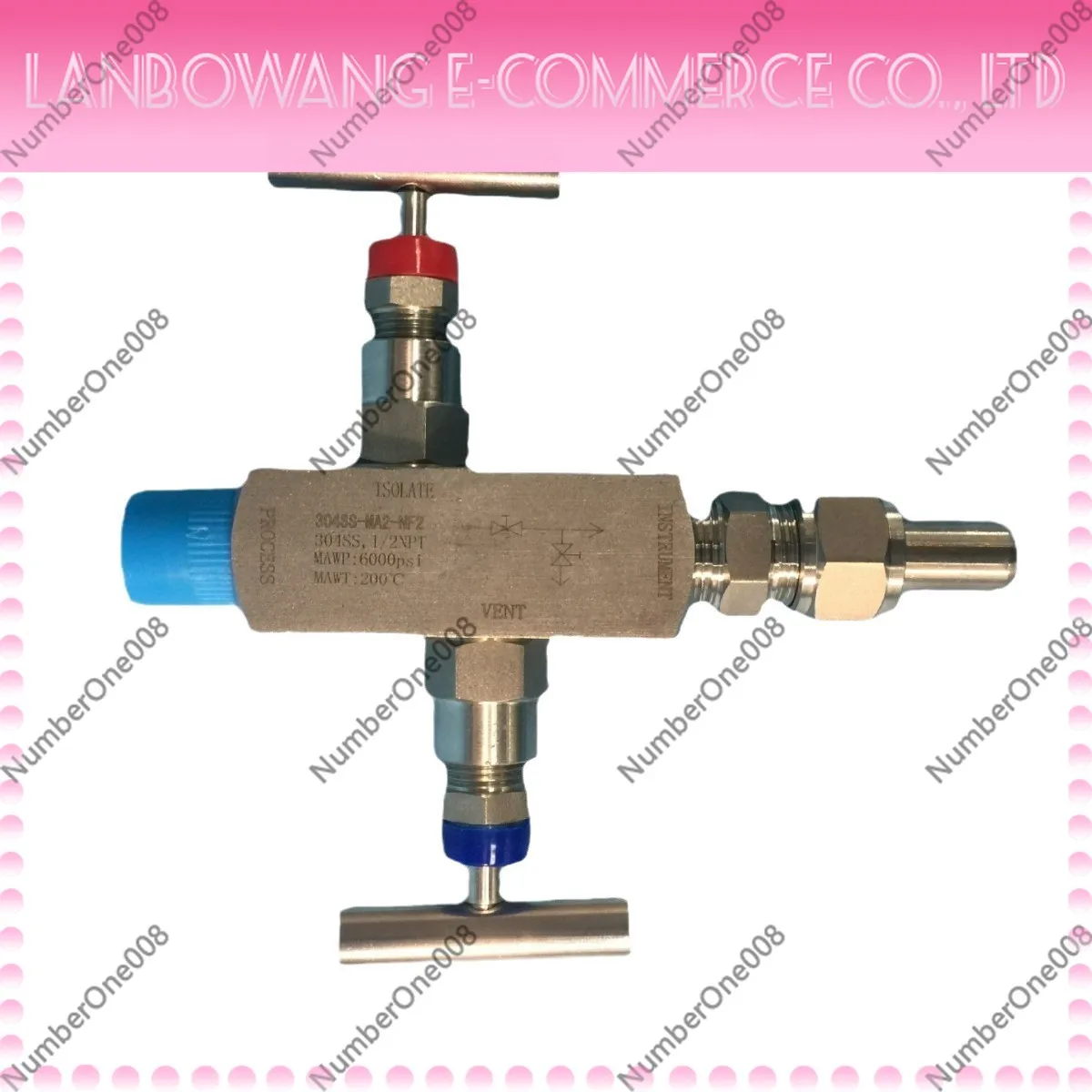 Stainless Steel 2 Valve Manifold 1/2 NPT Double Block Instrument Valve